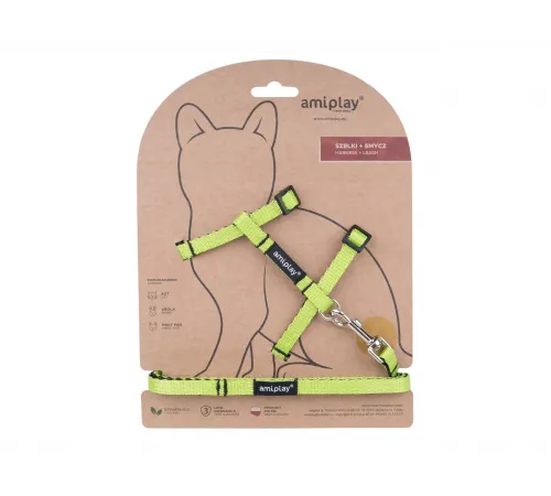 Amiplay cat harness (size M, green)