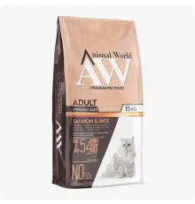 Animal World adult cat sterilised dry with salmon and rice (Qızılbalıq və düyü, qısırlaşmış pişiklər üçün)