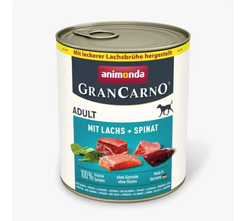 Animonda gran carno adult dog can with salmon and spinach 800 g (лосось и шпинат)