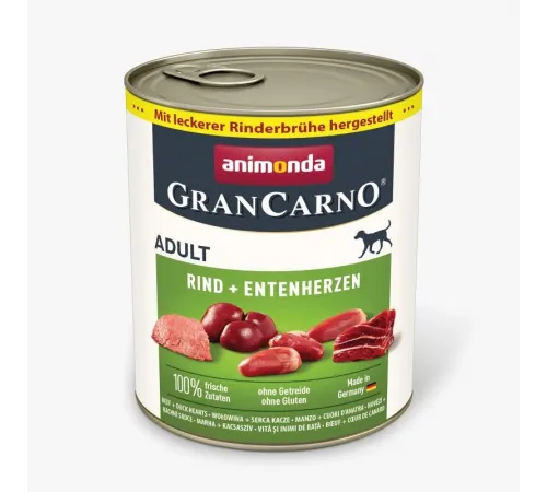 Animonda gran carno adult dog can beef and duck heart 800 g