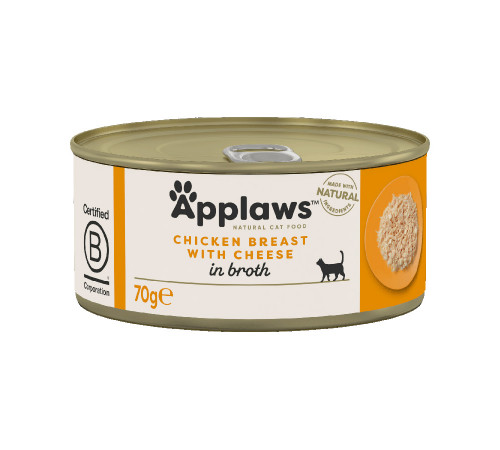 Applaws wet can food adult cat chicken breast with cheese in broth 70 g (курица сыр)