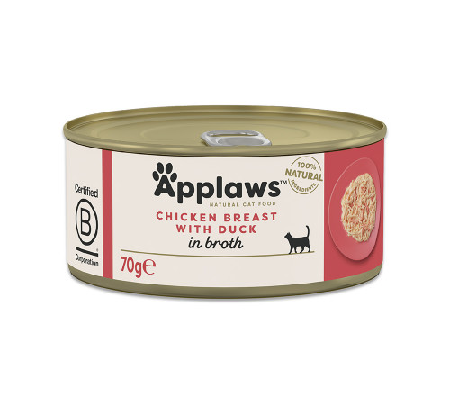 Applaws wet can food adult cat chicken breast with duck in broth 70 g (курица утка)