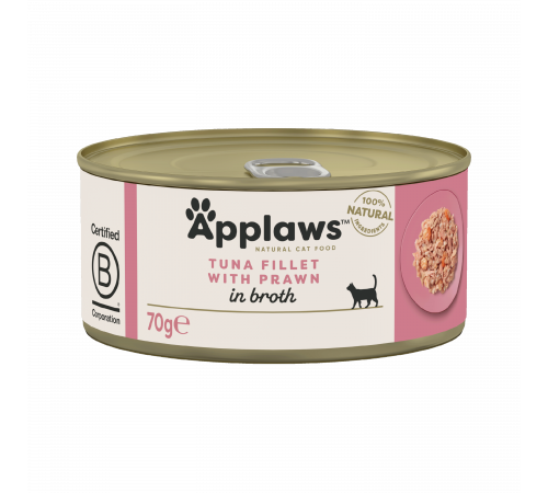 Applaws wet can food adult cat tuna fillet prawn 70 g (тунец креветка)