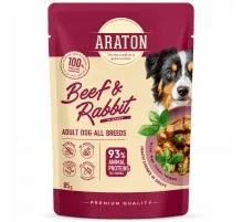 Araton adult dog beef and rabbit in gravy 85 g (Sousda mal və dovşan əti yetkin itlər üçün)