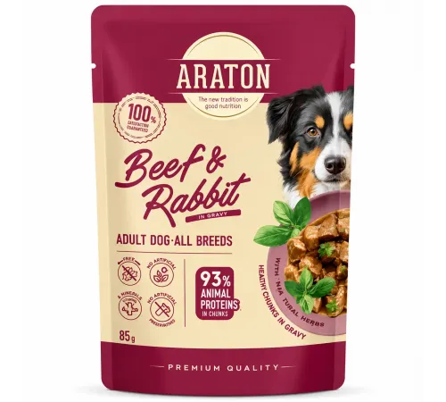 Araton adult dog beef and rabbit in gravy 85 g