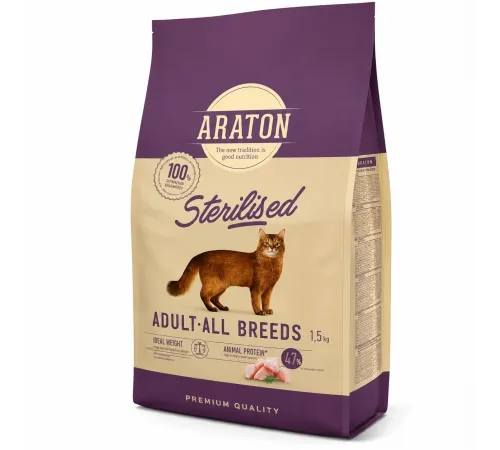 Araton sterilised adult cat dry with poultry 