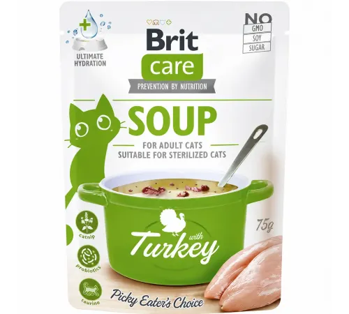Brit care adult and sterilised cat soup turkey 75 g 