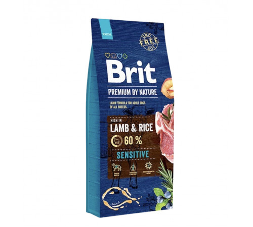 Brit premium adult dog all breed dry sensitive lamb rice (для взрослых собак всех пород)