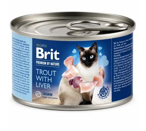 Brit premium by nature adult cat can trout and liver 200 g