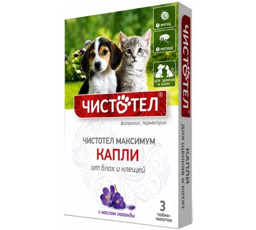 Chistotel drops for cat and dog (against fleas, ticks and lice)