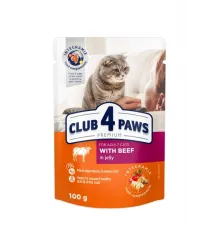 Club 4 paws adult cat beef in jelly 100 g (Говядина в желе)