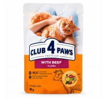 Club 4 paws adult cat beef in jelly 85 g (Mal əti jeledə)