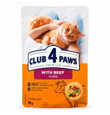 Club 4 paws adult cat beef in jelly 85 g (Mal əti jeledə)