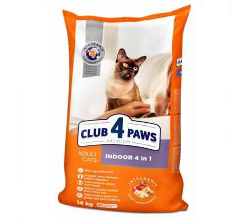 Club 4 paws adult cat indoor 4 in 1 dry assorti (Мясное ассорти)