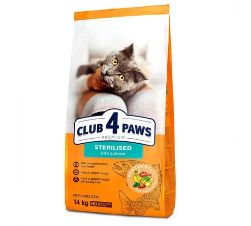Club 4 paws adult cat sterilised dry salmon (Лосоь, для стерилизованных)