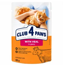 Club 4 paws adult cat veal in gravy 85 g (Dana əti sousda)