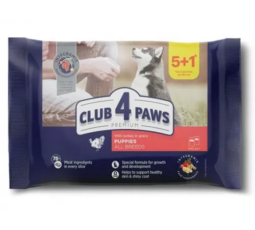 Club 4 paws puppy all breed turkey in jelly 100 g 5+1