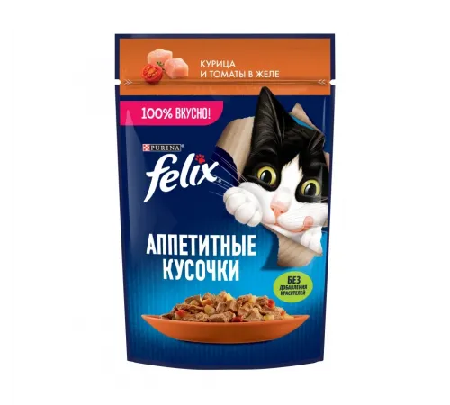 Felix adult cat chicken and tomatoes in jelly 75 g