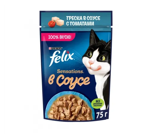 Felix adult cat cod and tomato in sous 75 g 