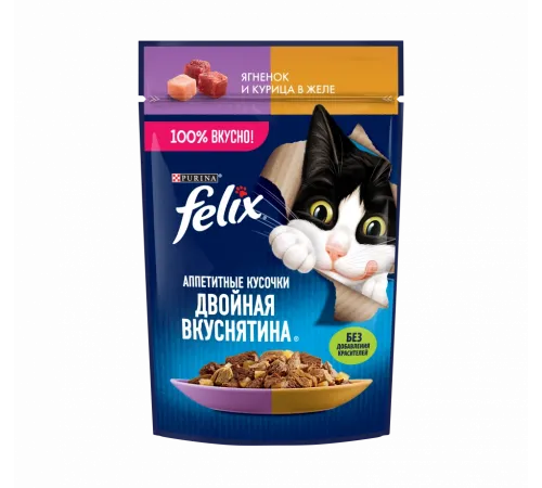 Felix adult cat lamb and chicken in jelly 75 g (Jeledə quzu əti və toyuq)
