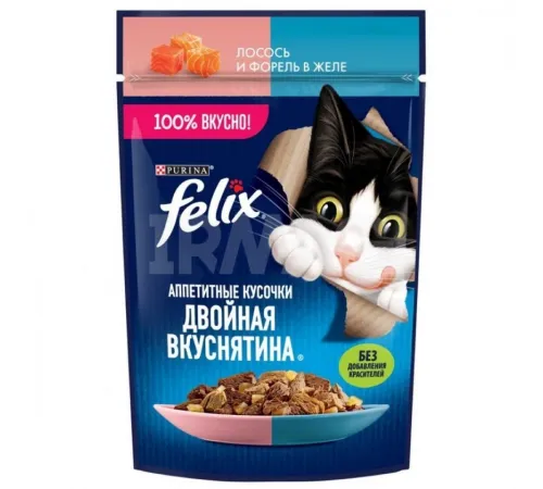 Felix adult cat trout and salmon in jelly 75 g (Jeledə alabalıq və qızılbalıq)
