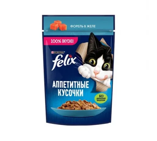 Felix adult cat trout in jelly 75 g
