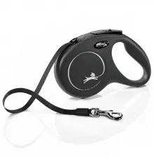 Flexi New Classic M Tape tənzimlənən xalta qayışı (25 kq, 5 m, qara)