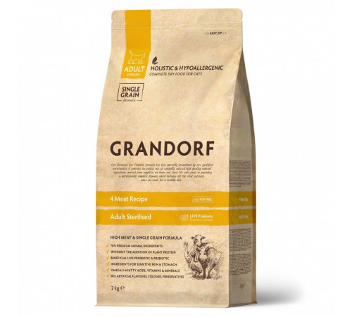 Grandorf cat sterilised 4 meat dry 2 kg 