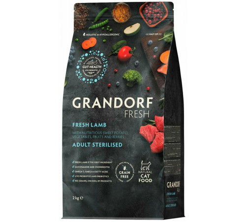 Grandorf sterilised cat fresh lamb dry 2 kg