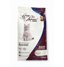 How Meow adult cat dry gourmet with lamb, chicken and fish (Pişiklər üçün toyuq, quzu və balıq əti ilə)