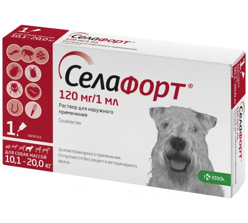 Selafort dog 10.1-20 kg (от вшей, блох, клещей и глистов)