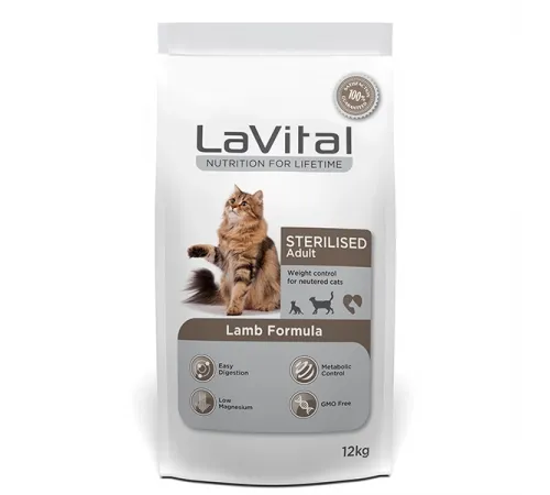 LaVital adult cat sterilised dry lamb