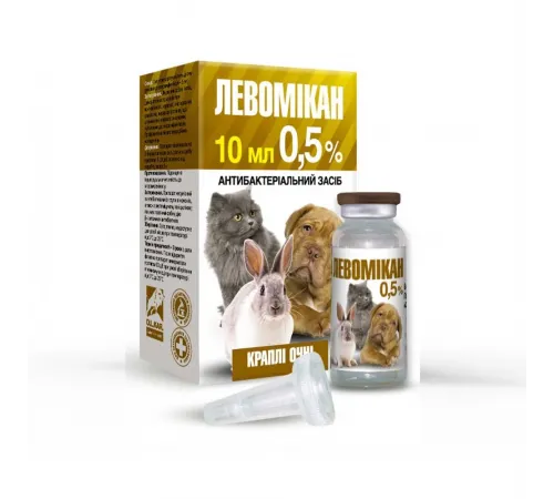 Levomikan глазные капли для собак и кошек 10 мл (антибактериальный)