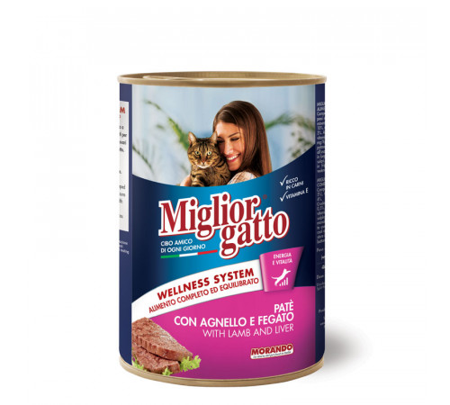 Miglior gatto adult cat can lamb liver 400 g 