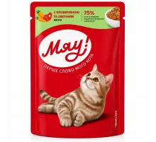 Myau adult cat beef and vegetables in jelly 85 g  (Mal əti və tərəvəz jeledə)