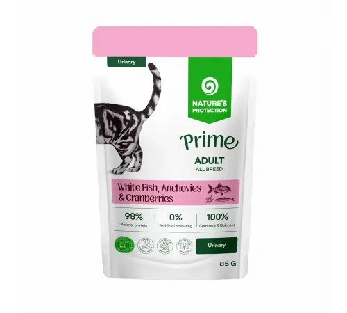 Nature's Protection Prime urinary adult cats white fish, anchovies and cranberries 85 g (Белая рыба, анчоусы и клюква)