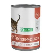 Natures Protection adult cat sterilised can chicken duck 400 g (qısırlaşmış pişiklər üçün toyuq və ördək)