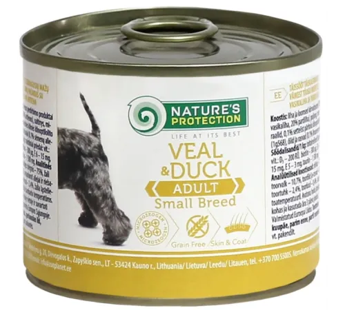 Nature's Protection adult dog small breed can veal duck 200 g (телятина утка)