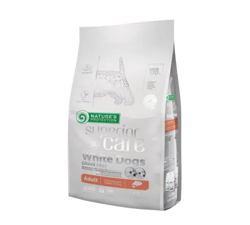 Nature's Protection adult dog small breed white dog dry salmon