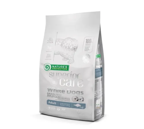 Nature's Protection adult dog small breed white dog dry white fish and shrimp