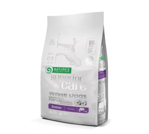 Nature's Protection junior all breed white dog dry salmon and krill