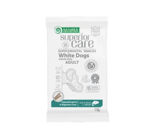 Nature's Protection snack adult dog all breed white dog hypoallergenic digestive care salmon 110 g