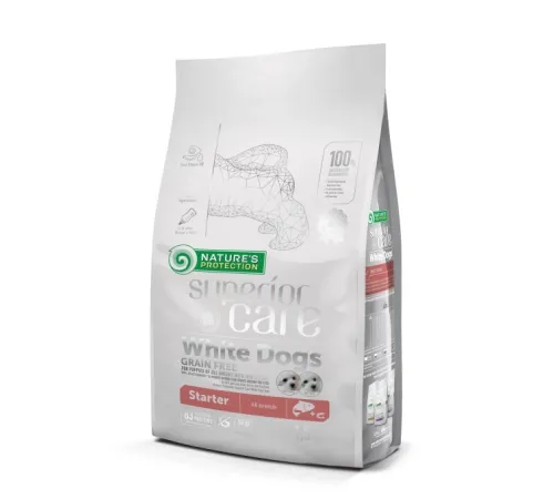 Nature's Protection starter all breed white dog dry salmon and krill