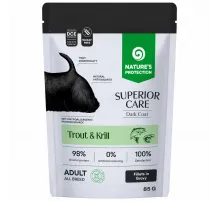Natures Protection Superior Care adult dog black coat all breed with trout and krill fillets in gravy 85 g (Yetkin itlər üçün alabalıq və kril)