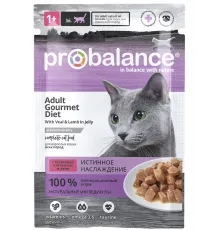 Probalance adult cat with veal and lamb in jelly 85 g (Телятина и ягненок в желе)