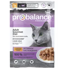 Probalance adult cat can with veal and rabbit in jelly 85 g (Телятина и кролик в желе)