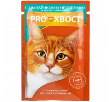 Proxvost adult cat chicken and quail with vegetables in gravy 85 g (Цыпленок и перепёлка в соусе)