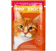 Proxvost adult cat veal and lamb with vegetables in jelly 85 g (Телятина и ягненок в желе)
