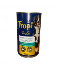 Tropi delux adult dog can with turkey in gravy 1250 g (Hind quşu sousda)