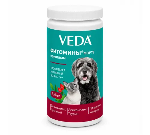 Veda FITOMINS FORTE for dogs with phytocomplex for senior dogs and cats (200 tab. yaşlı itlər və pişiklər üçün)